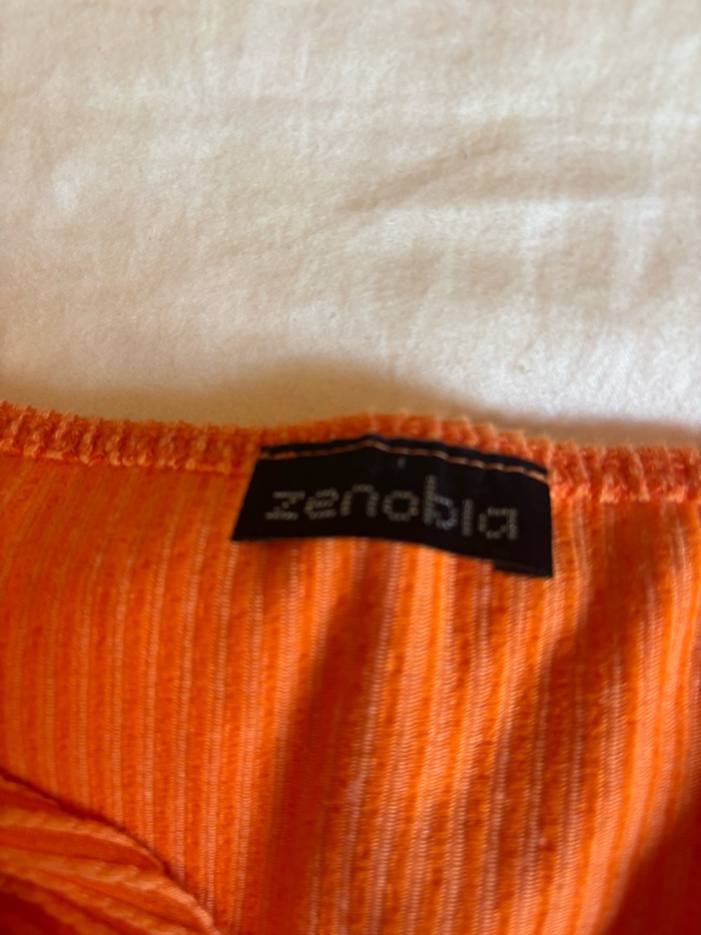 Zenobia Orange Ribbed Twist-Front Top - Picture 2 of 3